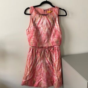 Alice + Olivia pink brocade party dress